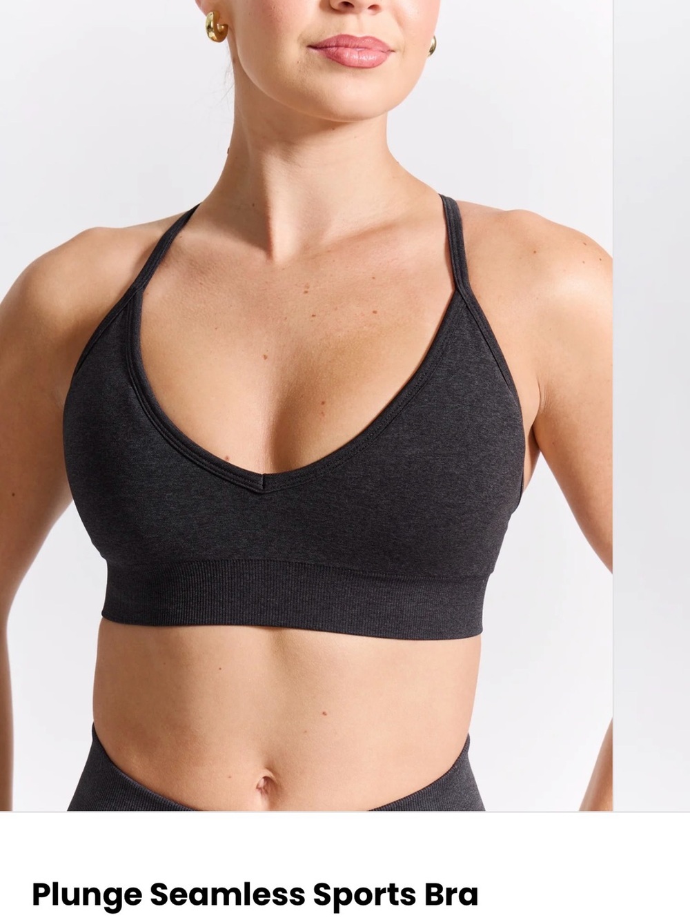 BuffBunny Plunge Seamless Sports Bra in Charcoal